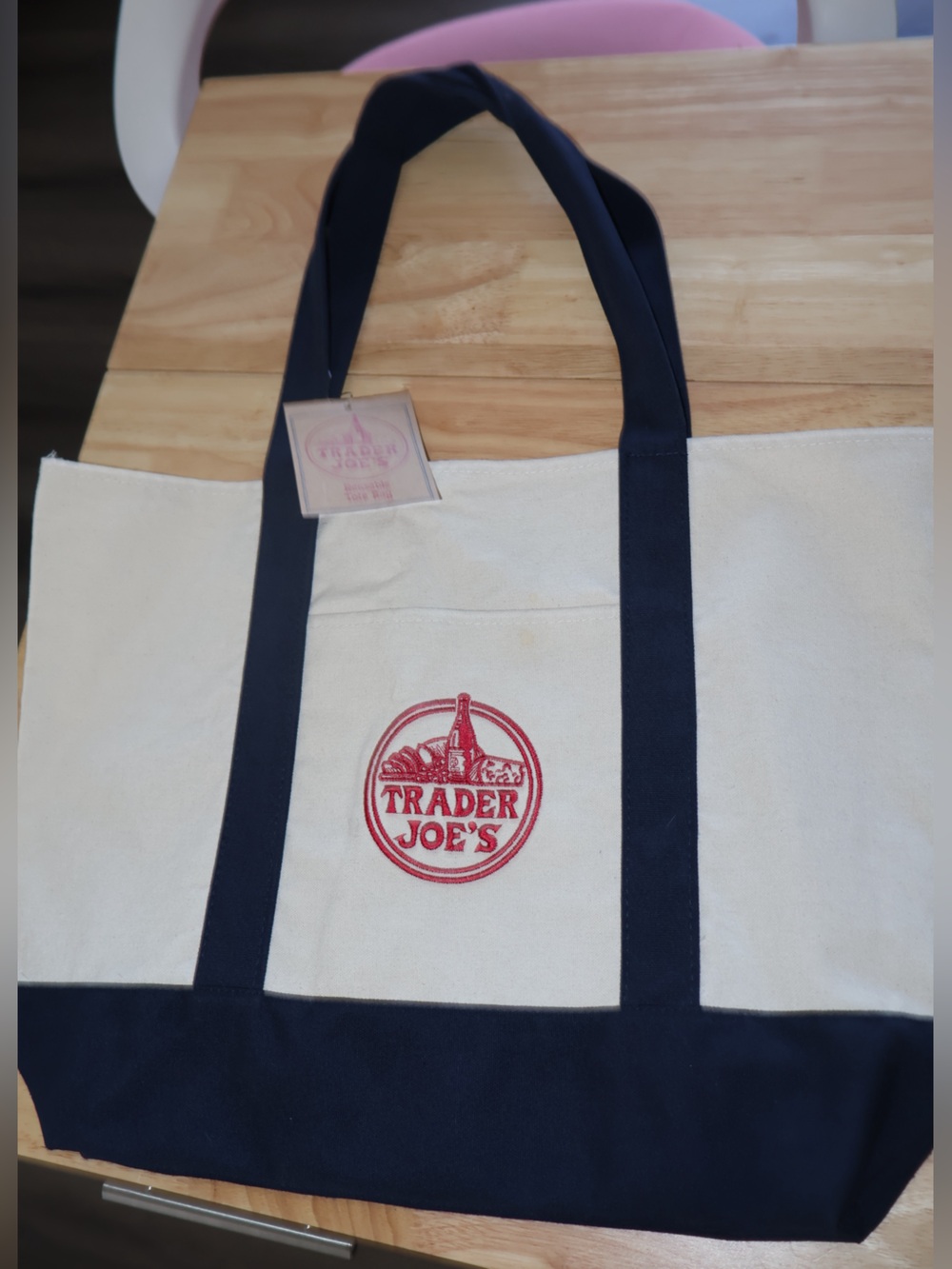 Trader Joe’s Canvas Tote Shopping Bag - LARGE CLASSIC NAVY - NEW with TAGS